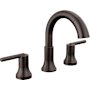 Delta Trinsic 1.2 GPM Widespread Bathroom Faucet with Pull Down Wand and Push Pop-Up Drain Assembly Venetian Bronze