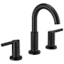 Delta Nicoli 1.2 GPM Widespread Bathroom Faucet with Lever Handles and Push Pop-Up Drain Assembly Matte Black