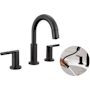 Delta Nicoli 1.2 GPM Widespread Bathroom Faucet with Pull Down Spout and Push Pop-Up Drain Assembly Matte Black