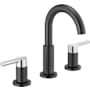 Delta Nicoli 1.2 GPM Widespread Bathroom Faucet with Lever Handles and Push Pop-Up Drain Assembly Matte Black / Chrome