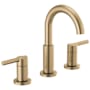 Delta Nicoli 1.2 GPM Widespread Bathroom Faucet with Lever Handles and Push Pop-Up Drain Assembly Champagne Bronze
