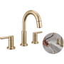 Delta Nicoli 1.2 GPM Widespread Bathroom Faucet with Pull Down Spout and Push Pop-Up Drain Assembly Champagne Bronze