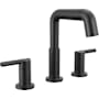 Delta Nicoli 1.2 GPM Widespread Bathroom Faucet with Pull Down Spout and Push Pop-Up Drain Assembly Matte Black