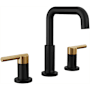 Delta Nicoli 1.2 GPM Widespread Bathroom Faucet with Push Pop-Up Drain Assembly Matte Black / Champagne Bronze
