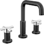 Delta Nicoli 1.2 GPM Widespread Bathroom Faucet with Cross Handles and Push Pop-Up Drain Assembly Matte Black / Chrome
