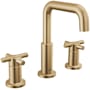 Delta Nicoli 1.2 GPM Widespread Bathroom Faucet with Cross Handles and Push Pop-Up Drain Assembly Champagne Bronze