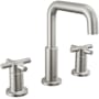 Delta Nicoli 1.2 GPM Widespread Bathroom Faucet with Cross Handles and Push Pop-Up Drain Assembly Brilliance Stainless