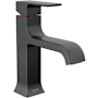 Delta Velum 1.2 GPM Single Hole Bathroom Faucet with Curved Spout and Push Pop-Up Assembly Matte Black