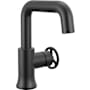 Delta Trinsic 1.2 GPM Single Hole Bathroom Faucet with Wheel Style Handle and Push Pop-Up Drain Assembly Matte Black