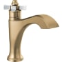 Delta Dorval 1.2 GPM Single Hole Bathroom Faucet with Cross Handle and Push Pop-Up Drain Assembly Champagne Bronze / Porcelain