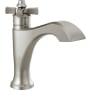 Delta Dorval 1.2 GPM Single Hole Bathroom Faucet with Cross Handle and Push Pop-Up Drain Assembly Brilliance Stainless