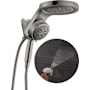 Delta HydroRain 1.75 GPM Multi Function 2-in1 Rain Shower Head and Hand Shower with H2Okinetic PowerDrench and ProClean Lumicoat Black Stainless