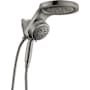 Delta HydroRain 1.75 GPM Multi Function 2-in1 Rain Shower Head and Hand Shower with H2Okinetic PowerDrench and ProClean Lumicoat Black Stainless
