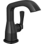 Delta Stryke 1.2 GPM Single Hole Bathroom Faucet with Push Pop-Up Drain Assembly, Lever Handle, and Diamond Seal Ceramic Disc Cartridges Matte Black
