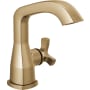 Delta Stryke 1.2 GPM Single Hole Bathroom Faucet with Push Pop-Up Drain Assembly, Helo Style Handle, and Diamond Seal Ceramic Disc Cartridges Lumicoat Champagne Bronze