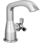 Delta Stryke 1.2 GPM Single Hole Bathroom Faucet with Push Pop-Up Drain Assembly, Helo Style Handle, and Diamond Seal Ceramic Disc Cartridges Lumicoat Chrome