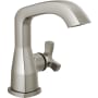 Delta Stryke 1.2 GPM Single Hole Bathroom Faucet with Push Pop-Up Drain Assembly, Helo Style Handle, and Diamond Seal Ceramic Disc Cartridges Lumicoat Stainless