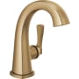 Delta Stryke 1.2 GPM Single Hole Bathroom Faucet with Push Pop-Up Drain Assembly, Lever Handle, Diamond Seal Ceramic Disc Cartridges, and Arc Spout Lumicoat Champagne Bronze