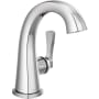 Delta Stryke 1.2 GPM Single Hole Bathroom Faucet with Push Pop-Up Drain Assembly, Lever Handle, Diamond Seal Ceramic Disc Cartridges, and Arc Spout Lumicoat Chrome