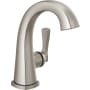 Delta Stryke 1.2 GPM Single Hole Bathroom Faucet with Push Pop-Up Drain Assembly, Lever Handle, Diamond Seal Ceramic Disc Cartridges, and Arc Spout Lumicoat Stainless