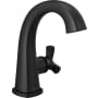 Delta Stryke 1.2 GPM Single Hole Bathroom Faucet with Push Pop-Up Drain Assembly, Helo Style Handle, Diamond Seal Ceramic Disc Cartridges, and Arc Spout Matte Black