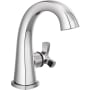 Delta Stryke 1.2 GPM Single Hole Bathroom Faucet with Push Pop-Up Drain Assembly, Helo Style Handle, Diamond Seal Ceramic Disc Cartridges, and Arc Spout Lumicoat Chrome