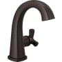 Delta Stryke 1.2 GPM Single Hole Bathroom Faucet with Push Pop-Up Drain Assembly, Helo Style Handle, Diamond Seal Ceramic Disc Cartridges, and Arc Spout Venetian Bronze