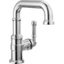 Delta Broderick 1.2 GPM Single Hole Bathroom Faucet with Square Spout, Push Pop-Up Drain Assembly and Lever Handle Lumicoat Chrome