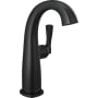 Delta Stryke 1.2 GPM Single Hole Bathroom Faucet with Lever Handle and Arc Spout Less Drain Assembly Matte Black