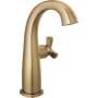 Delta Stryke 1.2 GPM Single Hole Bathroom Faucet with Helo Style Handle, Arc Spout, and Diamond Seal Ceramic Disc Cartridges Lumicoat Champagne Bronze