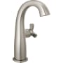 Delta Stryke 1.2 GPM Single Hole Bathroom Faucet with Helo Style Handle, Arc Spout, and Diamond Seal Ceramic Disc Cartridges Lumicoat Stainless