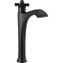Delta Dorval 1.2 GPM Deck Mounted Vessel Single Hole Bathroom Faucet with Cross Handle - Less Drain Assembly Matte Black