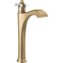 Delta Dorval 1.2 GPM Deck Mounted Vessel Single Hole Bathroom Faucet with Cross Handle - Less Drain Assembly Champagne Bronze / Porcelain