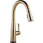 Delta Essa 1.8 GPM Single Hole Pull Down Touchless Kitchen Faucet with Voice IQ, Touch2O and Diamond Seal Technologies - Includes Escutcheon Champagne Bronze