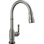 Delta Broderick 1.8 GPM Single Hole Pull Down Touchless Kitchen Faucet with Touch2O, ShieldSpray, MagnaTite, Diamond Seal and Touch-Clean Technologies Black Stainless