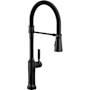 Delta Renaldi 1.8 GPM Single Hole Pre-Rinse Kitchen Faucet with Touchless and On/Off Touch Activation, Magnetic Docking Spray Head and ProClean Spray Matte Black
