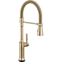 Delta Renaldi 1.8 GPM Single Hole Pre-Rinse Kitchen Faucet with Touchless and On/Off Touch Activation, Magnetic Docking Spray Head and ProClean Spray Lumicoat Champagne Bronze