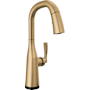 Delta Stryke 1.8 GPM Single Hole Pull Down Touchless Bar Faucet with Touch2O, Touch-Clean, MagnaTite Docking and Diamond Seal Cartridge Technologies Lumicoat Champagne Bronze