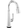 Delta Emmeline 1.8 GPM Single Hole Pull Down Touchless Bar Faucet with Touch2O, Touch-Clean, ShieldSpray, MagnaTite Docking and Diamond Seal Cartridge Technologies Lumicoat Chrome
