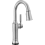 Delta Renaldi 1.8 GPM Single Hole Pull Down Touchless Bar Faucet with Touch2O Touch-Clean and MagnaTite Docking Lumicoat Arctic Stainless