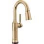 Delta Renaldi 1.8 GPM Single Hole Pull Down Touchless Bar Faucet with Touch2O Touch-Clean and MagnaTite Docking Lumicoat Champagne Bronze