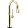 Delta Renaldi 1.8 GPM Single Hole Pull Down Touchless Bar Faucet with Touch2O Touch-Clean and MagnaTite Docking Lumicoat Polished Nickel