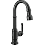 Delta Broderick 1.8 GPM Single Hole Pull Down Touchless Bar Faucet with Touch2O, MagnaTite Docking and Diamond Seal Cartridge Technologies Matte Black