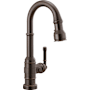 Delta Broderick 1.8 GPM Single Hole Pull Down Touchless Bar Faucet with Touch2O, MagnaTite Docking and Diamond Seal Cartridge Technologies Venetian Bronze