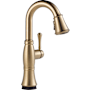 Delta Cassidy 1.8 GPM Single Hole Pull Down Touchless Bar Faucet with Touch2O, Touch-Clean, ShieldSpray, MagnaTite Docking and Diamond Seal Cartridge Technologies Lumicoat Champagne Bronze