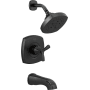 Delta Stryke Monitor 14 Series Single Function Pressure Balanced Tub and Shower with Cross Handle - Less Rough-In Valve Matte Black