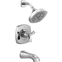 Delta Stryke Monitor 14 Series Single Function Pressure Balanced Tub and Shower with Cross Handle - Less Rough-In Valve Lumicoat Chrome