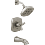 Delta Stryke Monitor 14 Series Single Function Pressure Balanced Tub and Shower with Cross Handle - Less Rough-In Valve Lumicoat Stainless