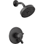 Delta Trinsic Monitor 17 Series Dual Function Pressure Balanced Shower Only with Integrated Volume Control - Less Rough-In Valve Matte Black