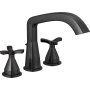 Delta Stryke Deck Mounted Roman Tub Filler with Cross Handles Matte Black